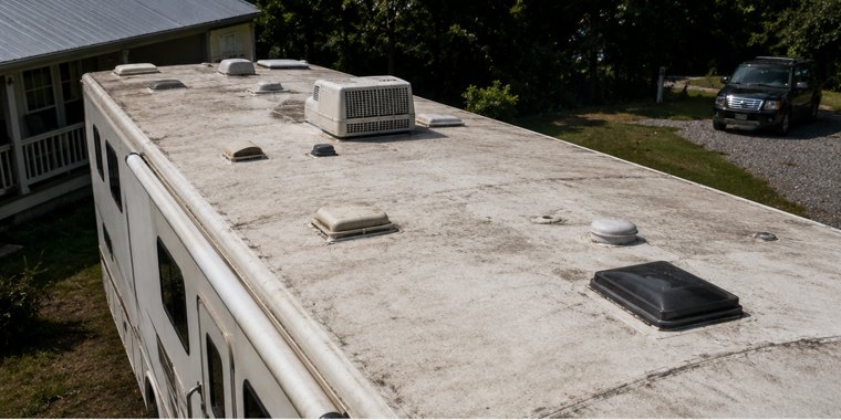 RV roof before coating
